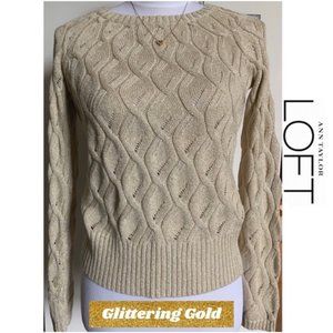 ANN TAYLOR LOFT Gold Knit Cable Sweater